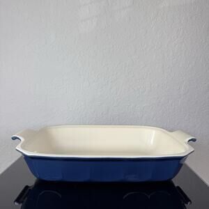 Emile Henry France Dark Blue 15” Baker, Casserole Dish Made for Williams-Sonoma